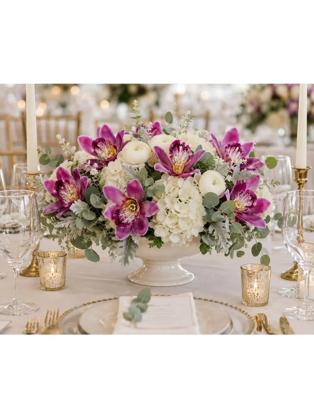 Artificial Purple Orchid Bundle 13 Inch Faux Flowers Wedding Bouquet Corsage Bou